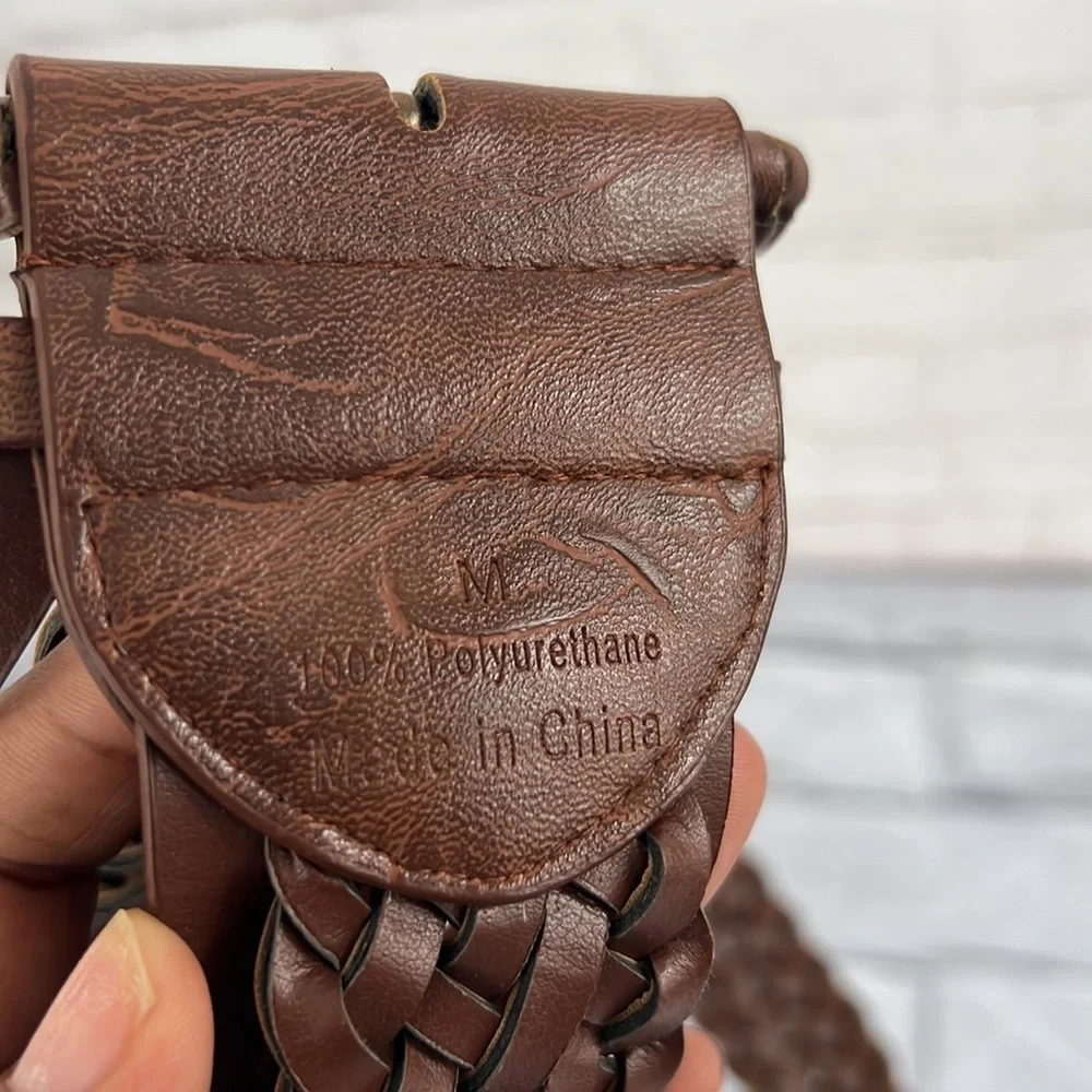 Belt medium braided brown bohemian